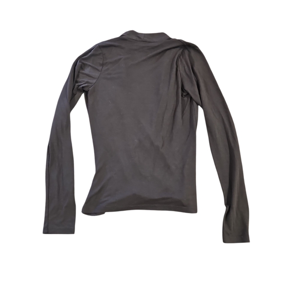 Banana Republic Womens Threadsoft Brown Faux Wrap Long Sleeve Top Size S Work - Picture 3 of 9